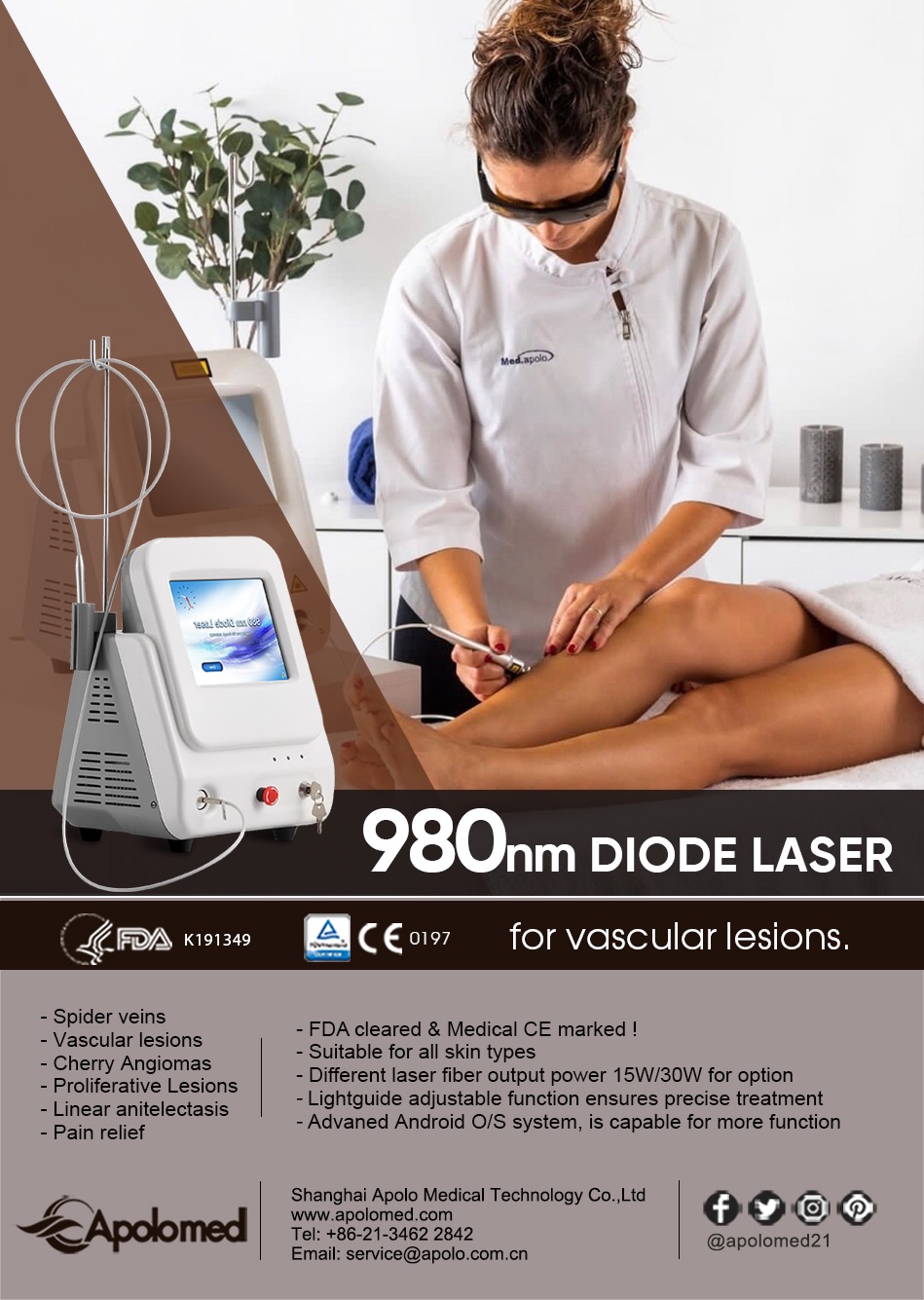 vascular removal 980nm diode laser device