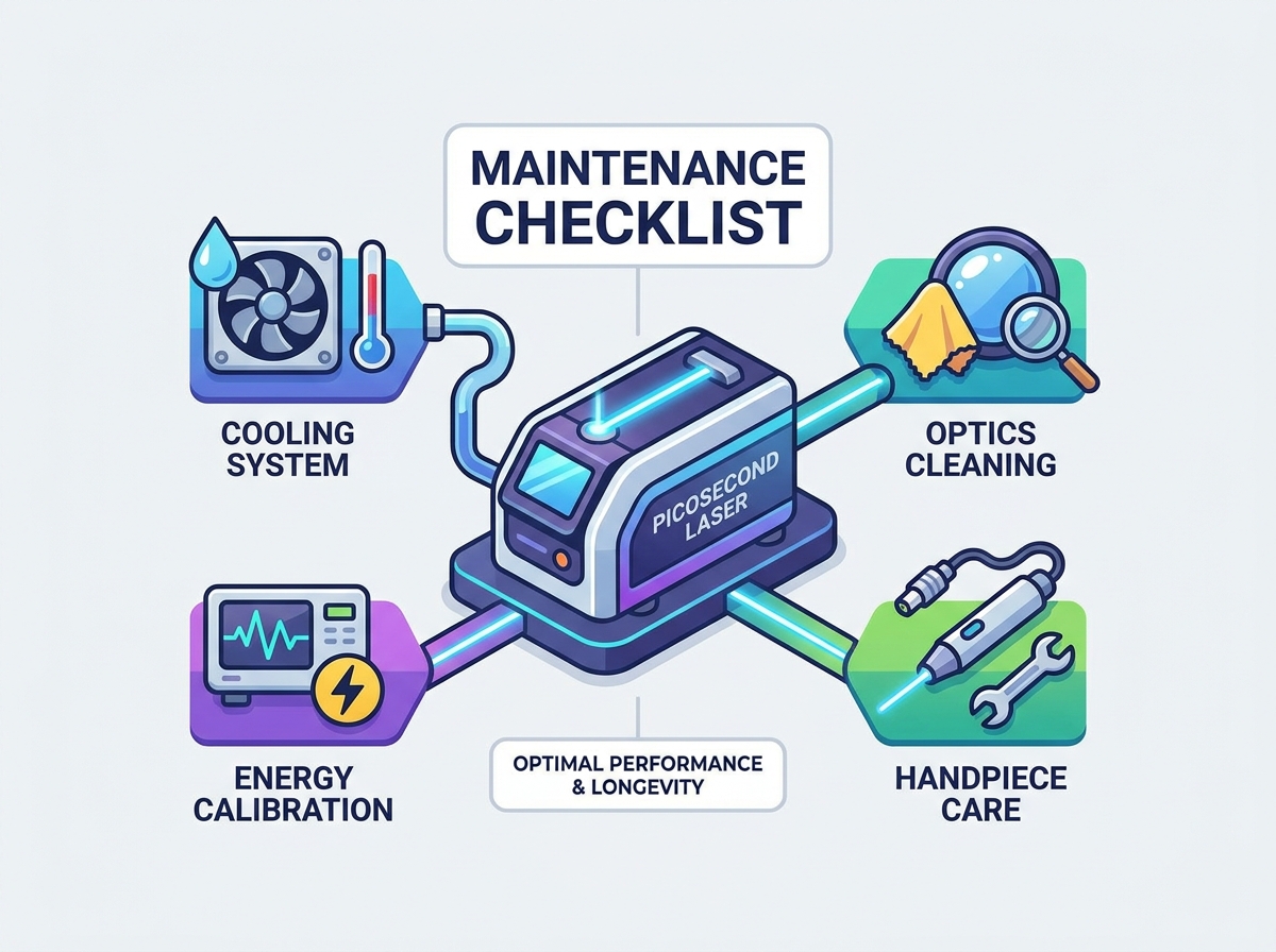 Picosecond laser maintenance and calibration process